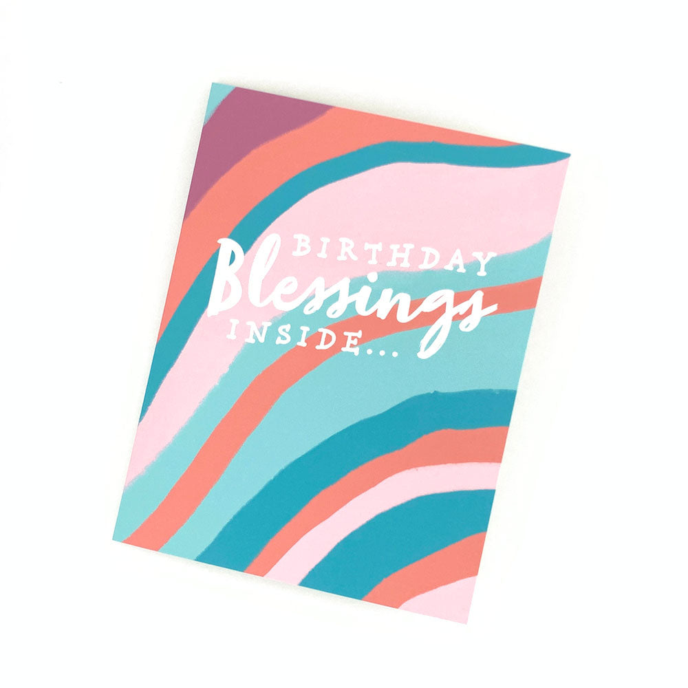 Birthday Blessings Inside Card. Cotton Candy (Pink, Teal, and Purple). Happy Birthday Card. Greeting Cards for Christian Women.