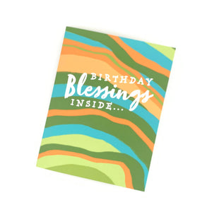 Birthday Blessings Inside Card. Earthy (Green, Blue, and Orange). Happy Birthday Card. Greeting Cards for Christian Women.