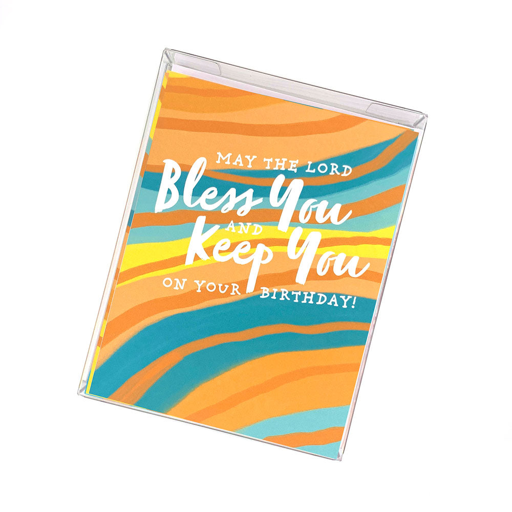 Birthday Blessings Set - Sherbet (Orange, Teal, and Yellow). Happy Birthday Card. Greeting Cards for Christian Women.
