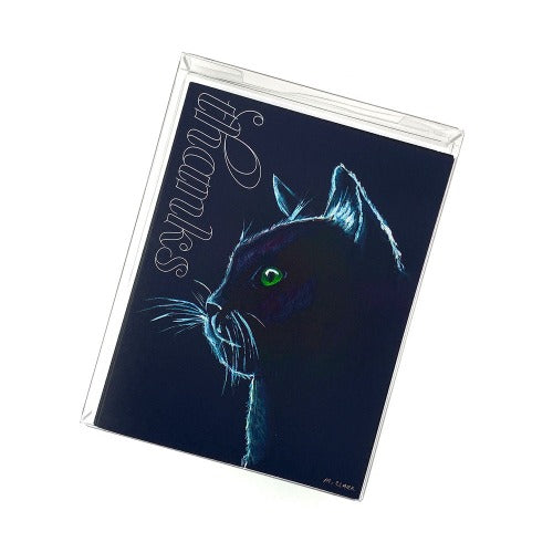Watercolor Black Cat Thank You Card Set. Greeting Cards for Christian Women.