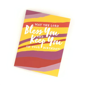 May the Lord Bless You and Keep You on your Birthday - Arizona (Yellow, Purple, and Red). Happy Birthday Card. Greeting Cards for Christian Women.