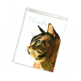 Watercolor Brown Cat Thank You Set. Greeting Cards for Christian Women.
