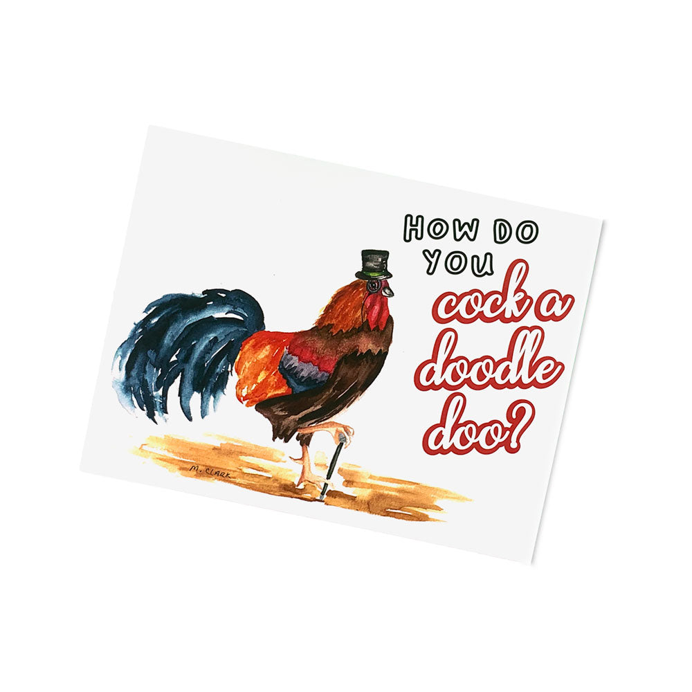 How do you Cock-a-doodle-doo? Watercolor Rooster Everyday Greeting Cards for Christian Women