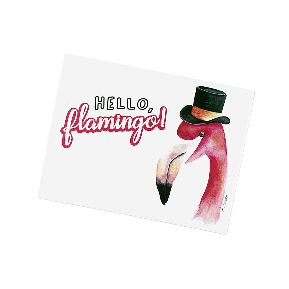 Hello Flamingo. Watercolor Everyday Greeting Cards for Christian Women.