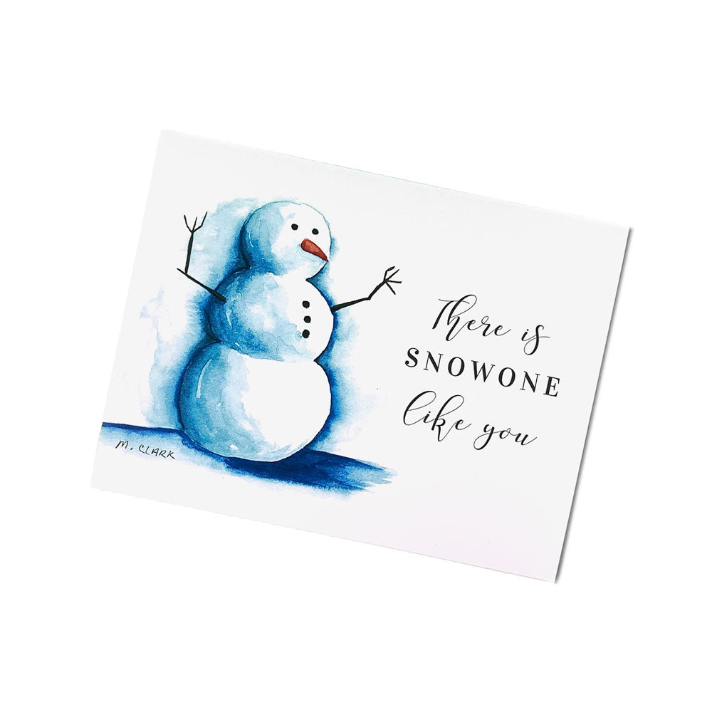 There is Snowone Like You. Watercolor Snowman. Holiday Christmas Card for Christian Women