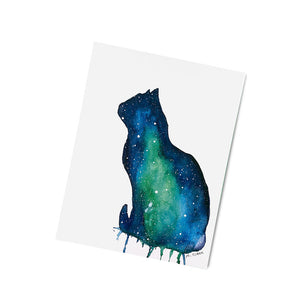 Starry Cat. Watercolor Everyday Greeting Cards for Christian Women.